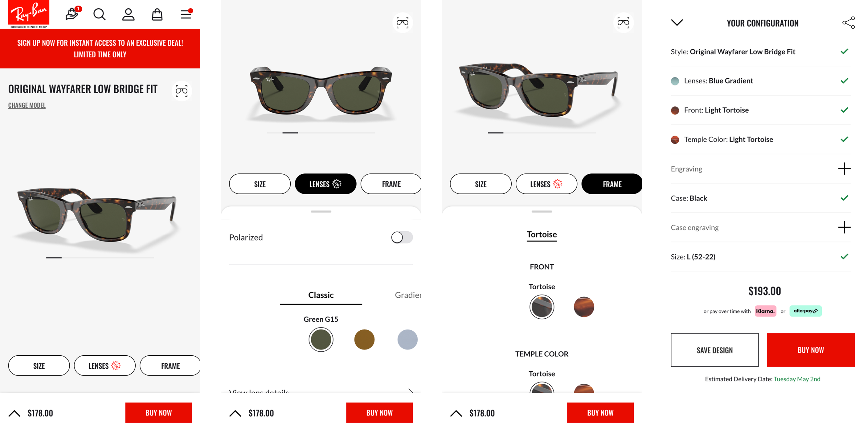 Ray-Ban Configurator Inspiration