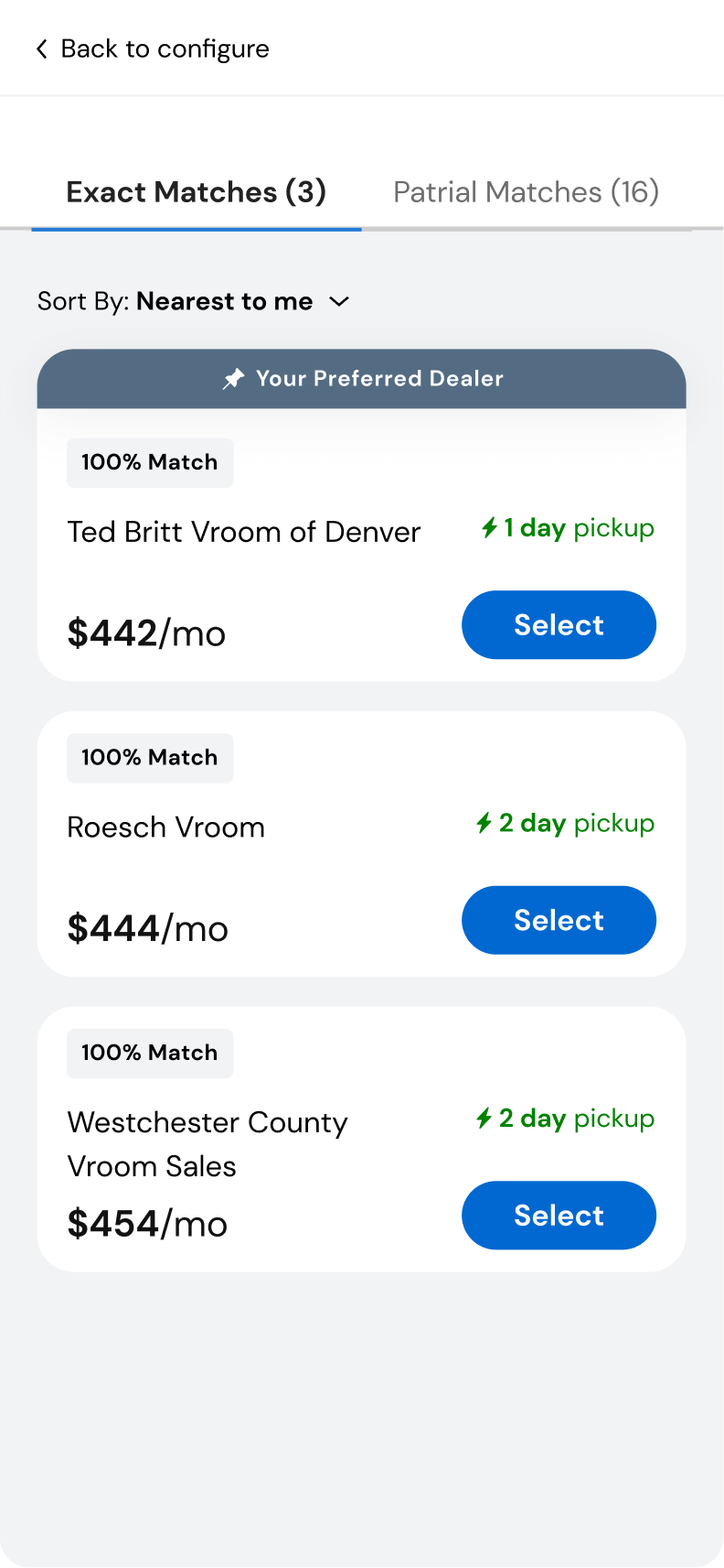Inventory Drawer · Exact Matches