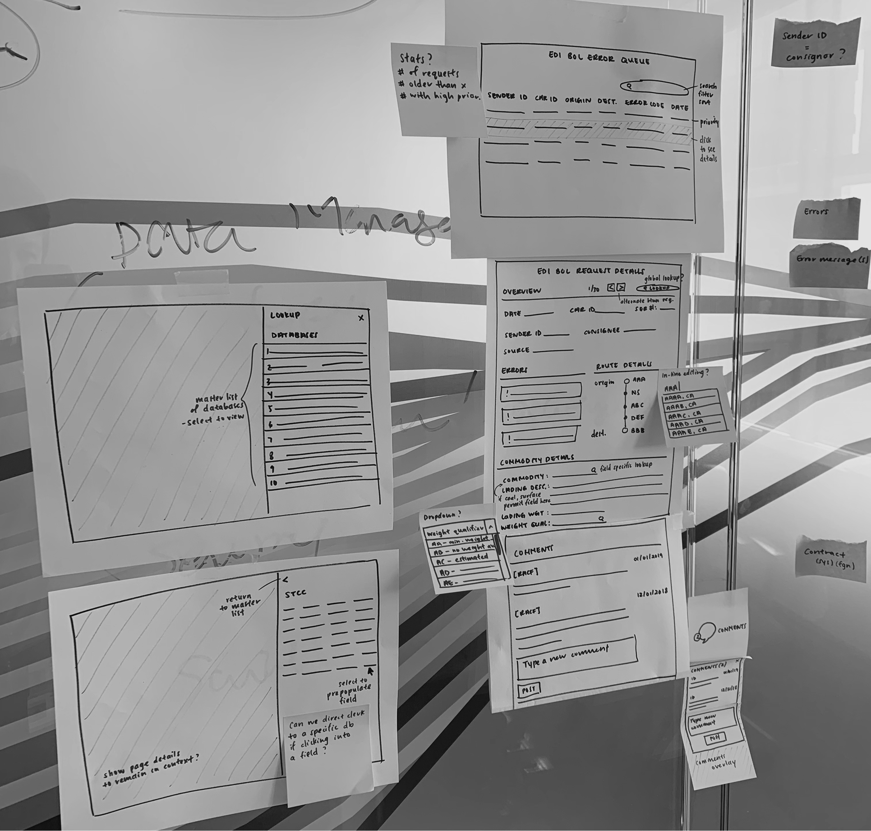 Paper wireframe layout explorations