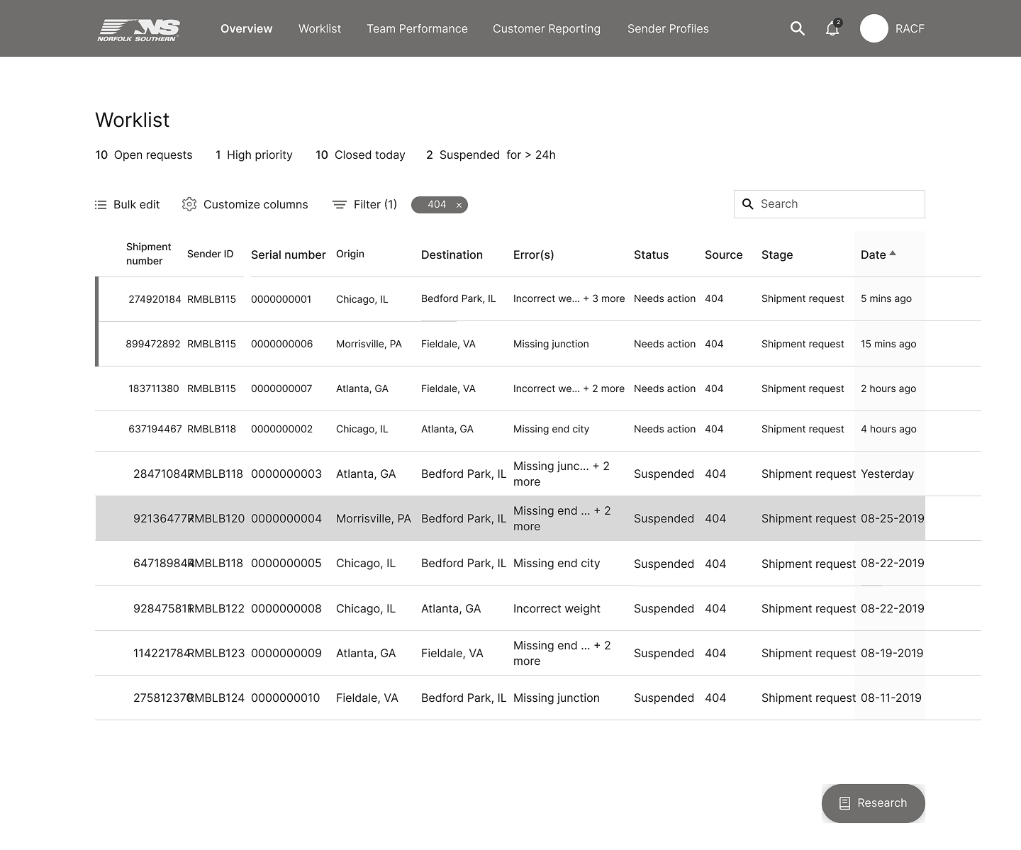 Order Queue wireframe